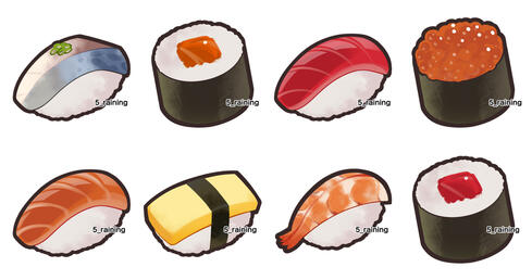 Sushi Badges: Purchasable on Ko-fi & VGen